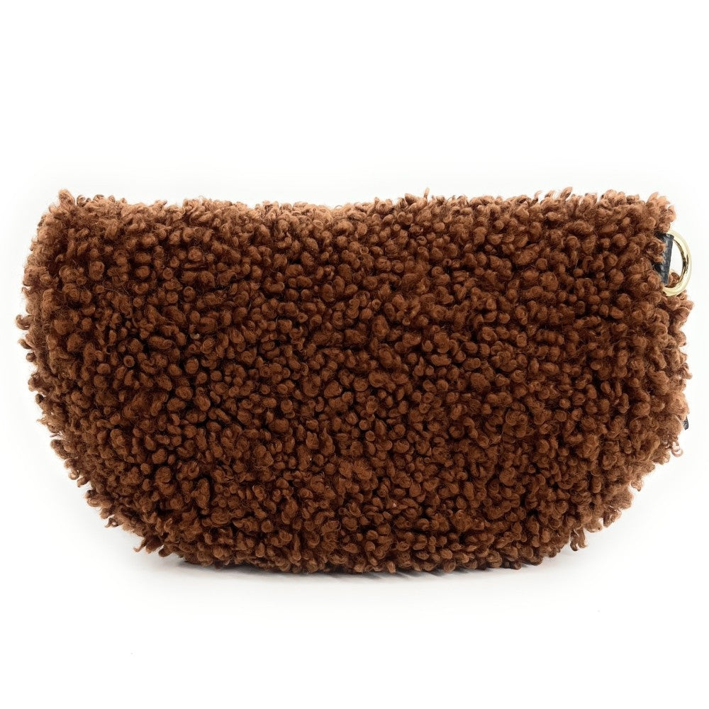Sac banane en cuir et peluche LOU PILOU Chocolat