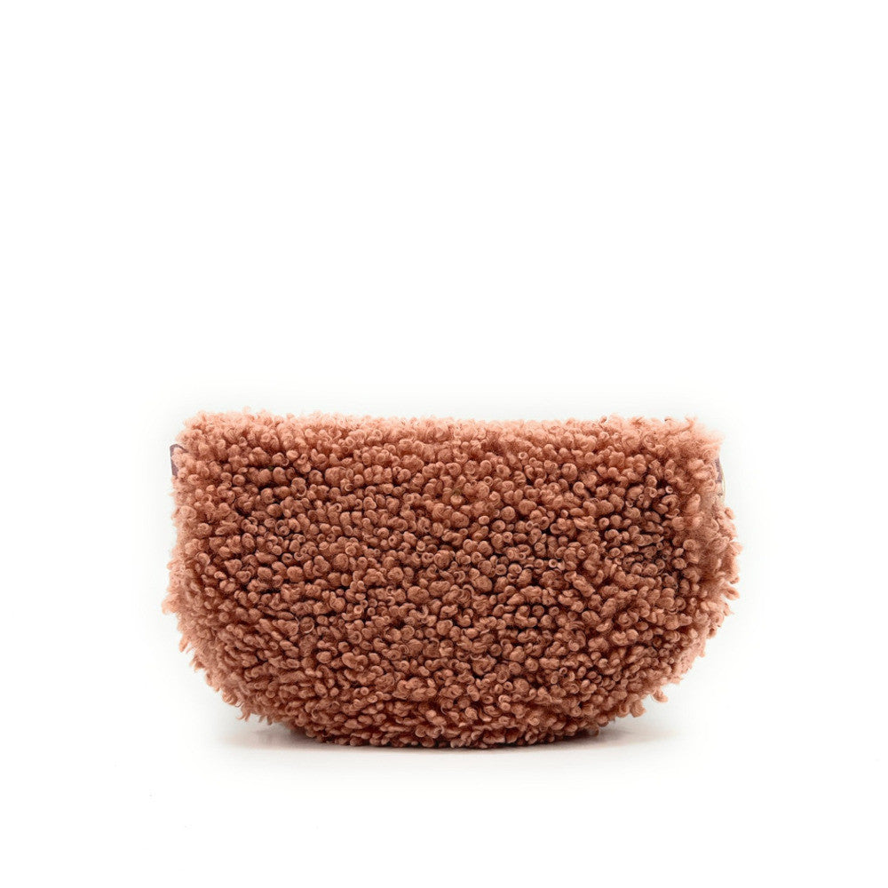 Sac banane en cuir et peluche LOU PILOU Rose poudre