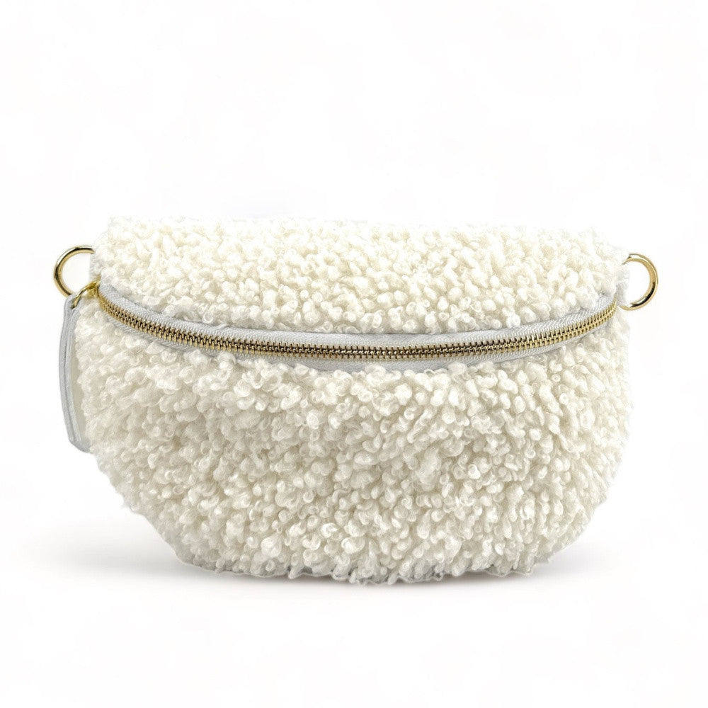 Sac banane en cuir et peluche LOU PILOU Blanc