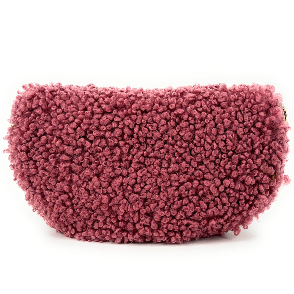 Sac banane en cuir et peluche LOU PILOU Rose intense