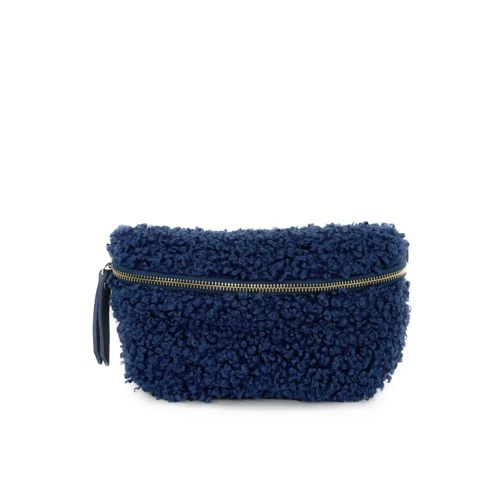 Sac banane en cuir et peluche LOU PILOU Bleu