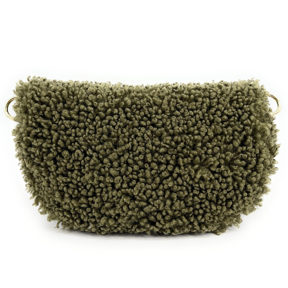 Sac banane en cuir et peluche LOU PILOU Kaki