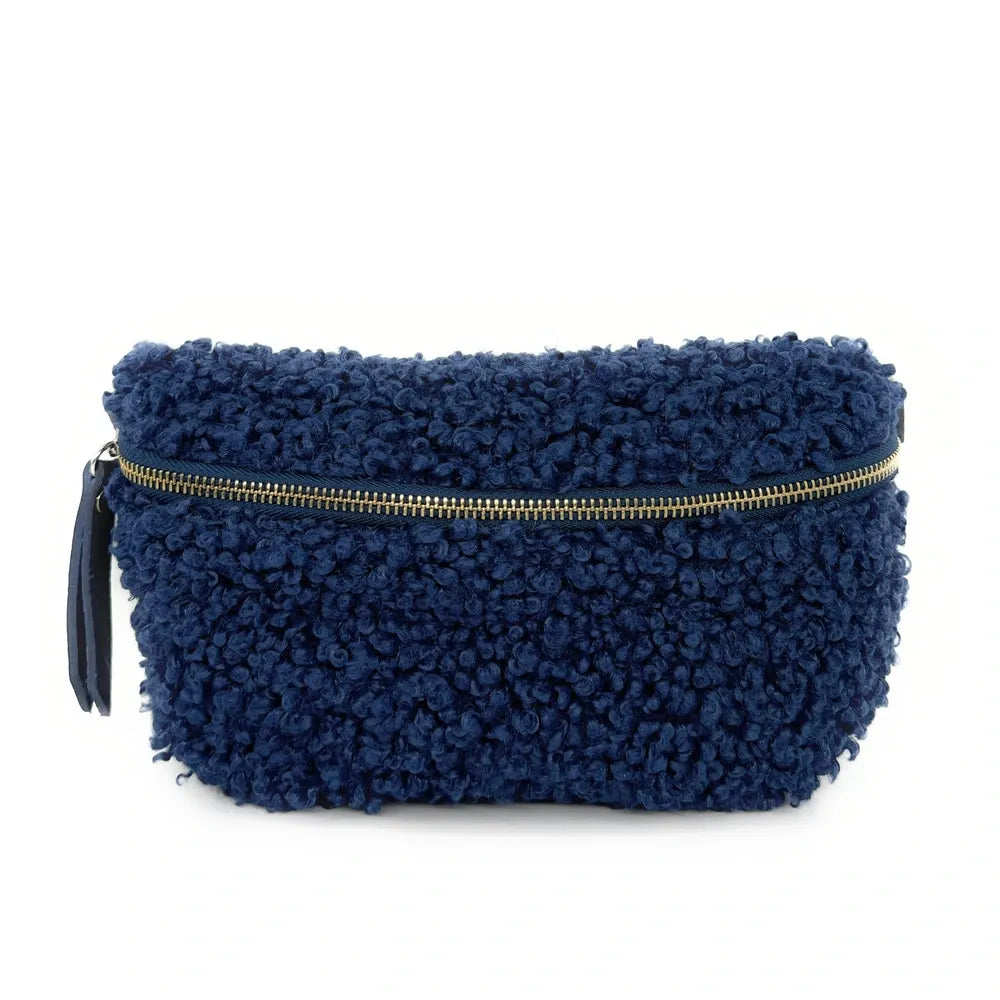 Sac banane en cuir et peluche LOU PILOU Bleu