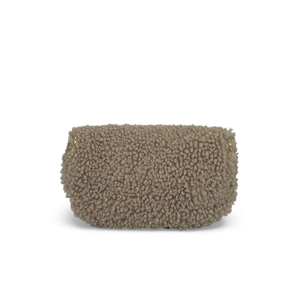 Sac banane en cuir et peluche LOU PILOU Taupe