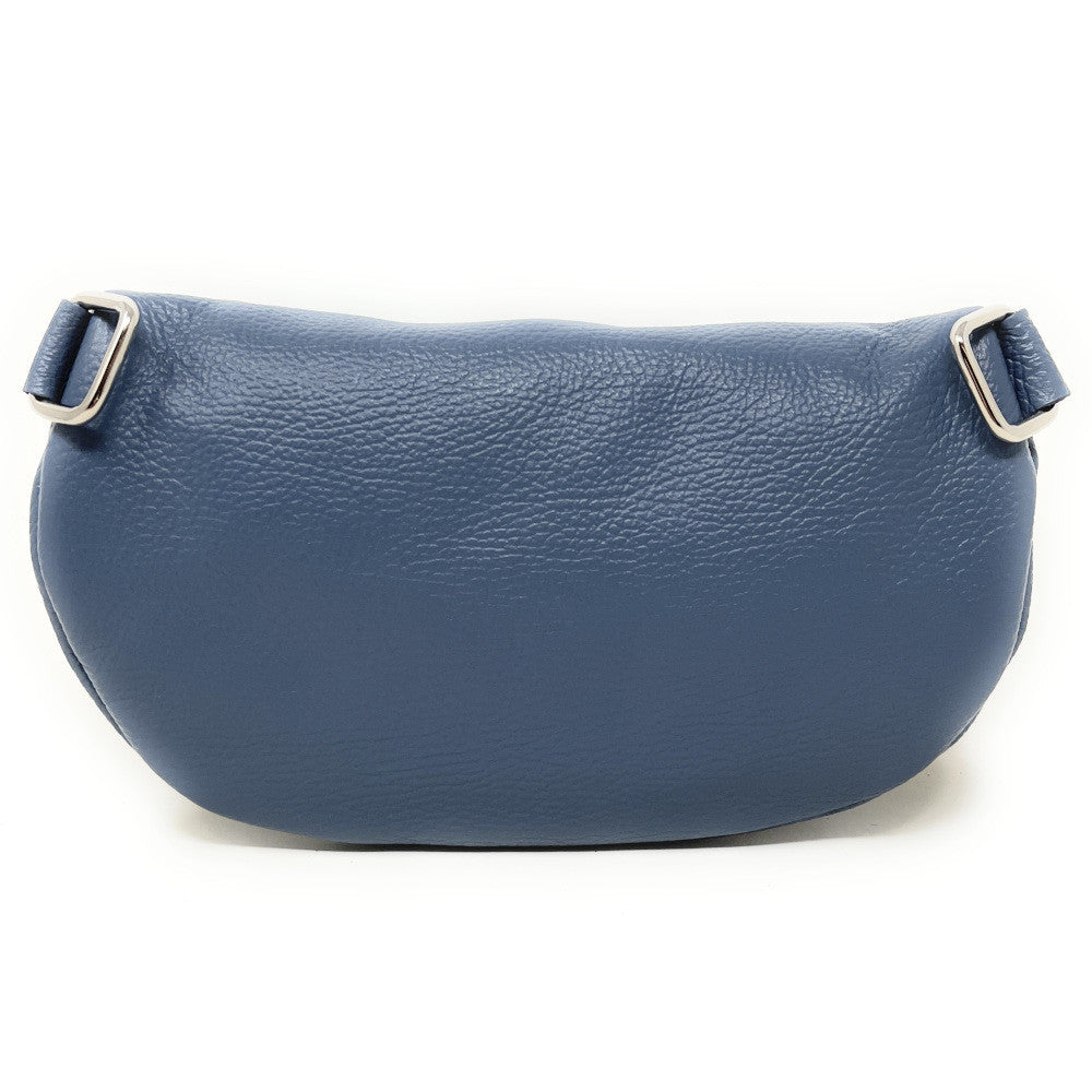 Sac banane en cuir grainé LOU-ANN Bleu glacier