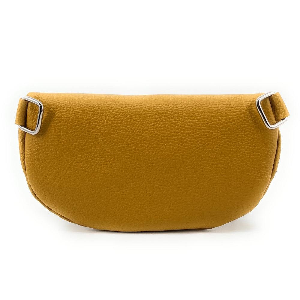 Sac banane en cuir grainé LOU-ANN Jaune Moutarde