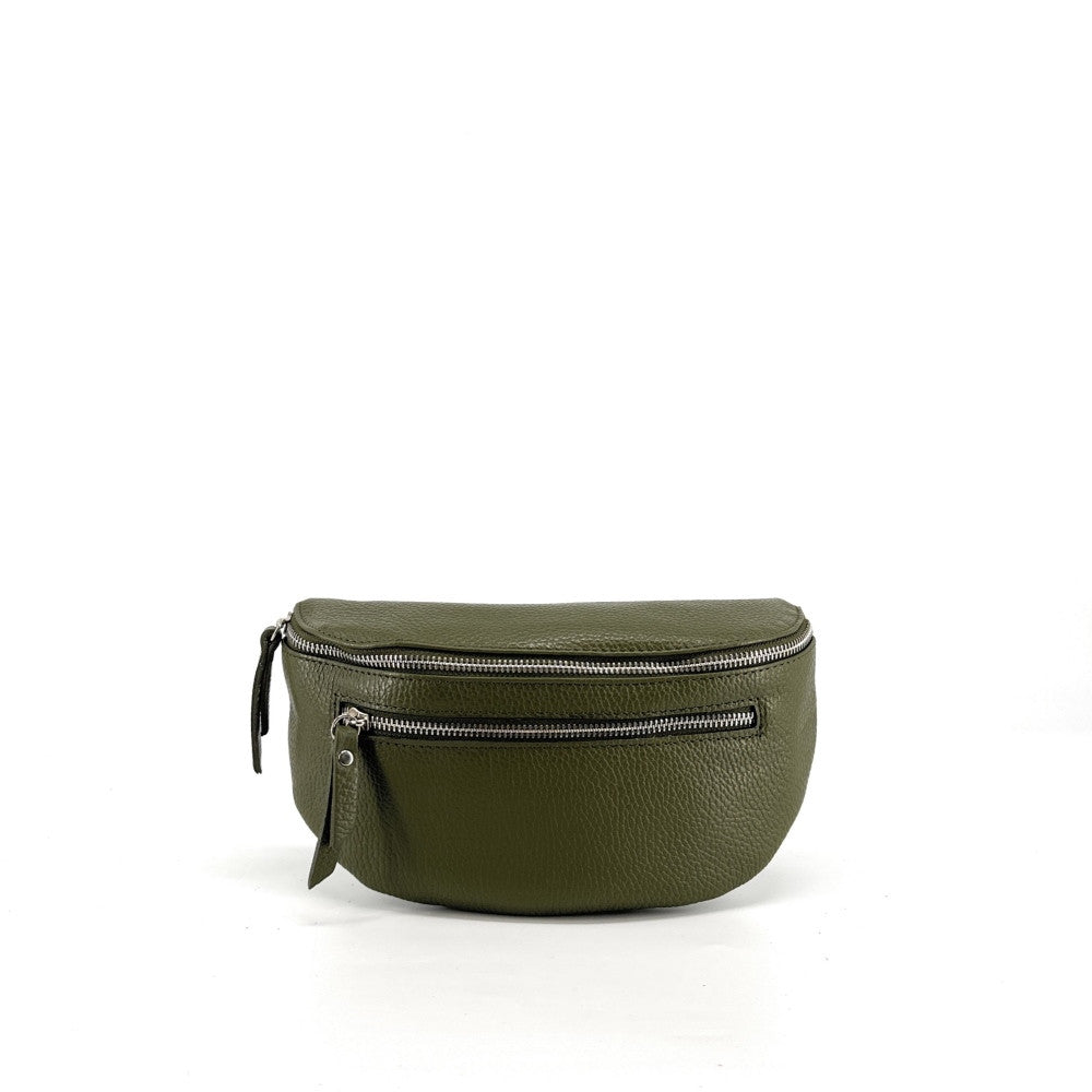 Sac banane en cuir grainé LOU-ANN Kaki