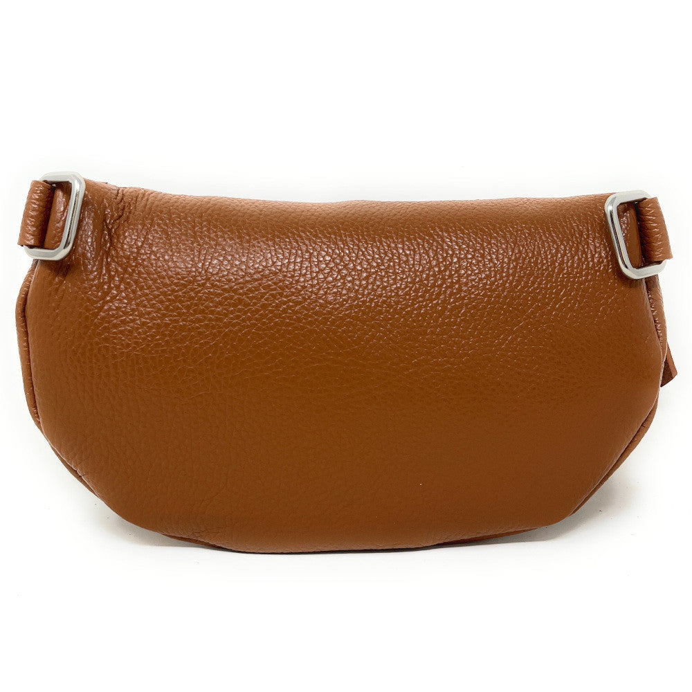 Sac banane en cuir grainé LOU-ANN Cognac