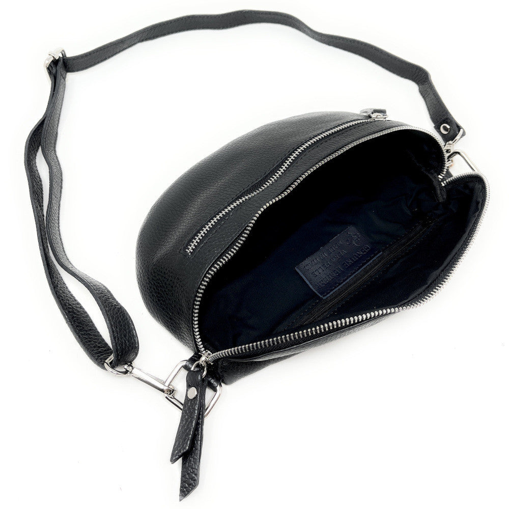 Sac banane en cuir grainé LOU-ANN Noir