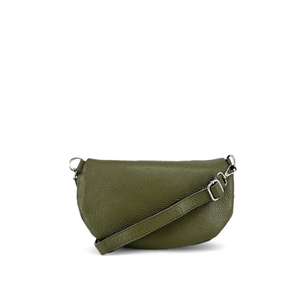 Sac banane en cuir grainé LOU-ANN Kaki