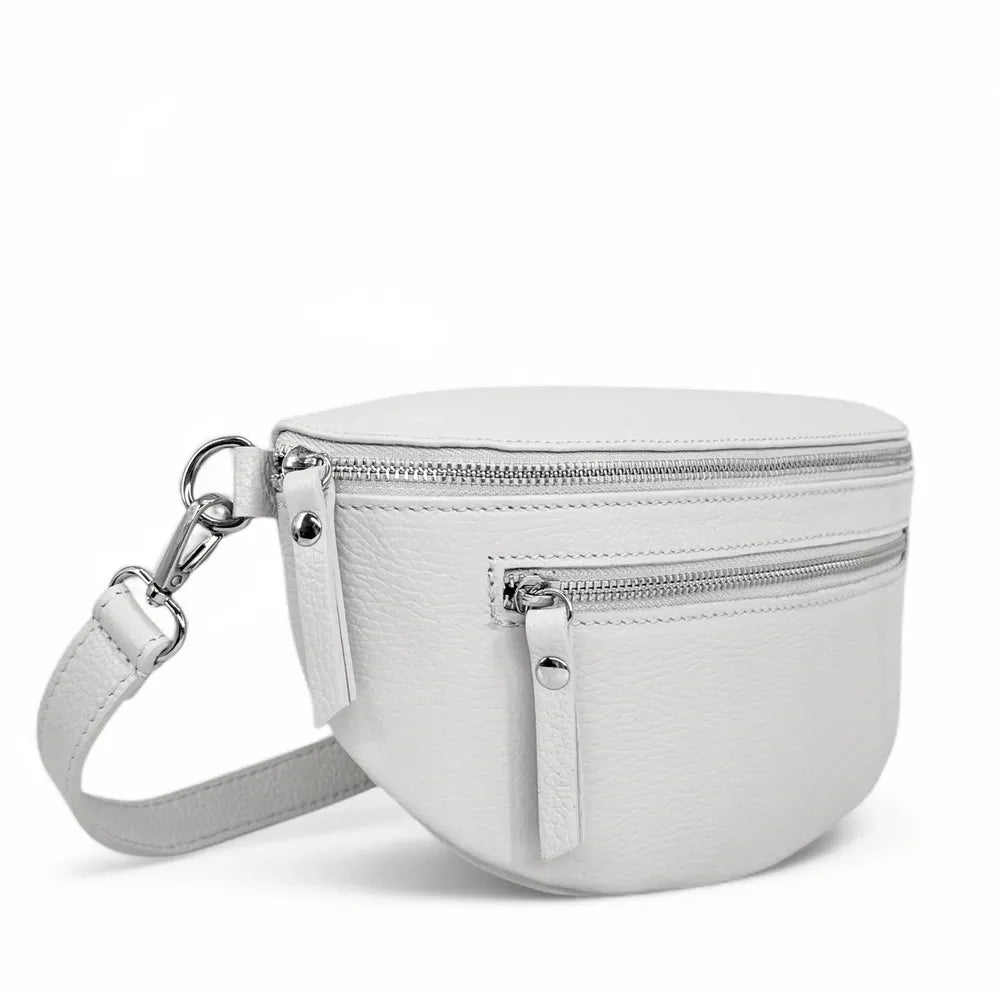 Sac banane en cuir grainé LOU-ANN Blanc