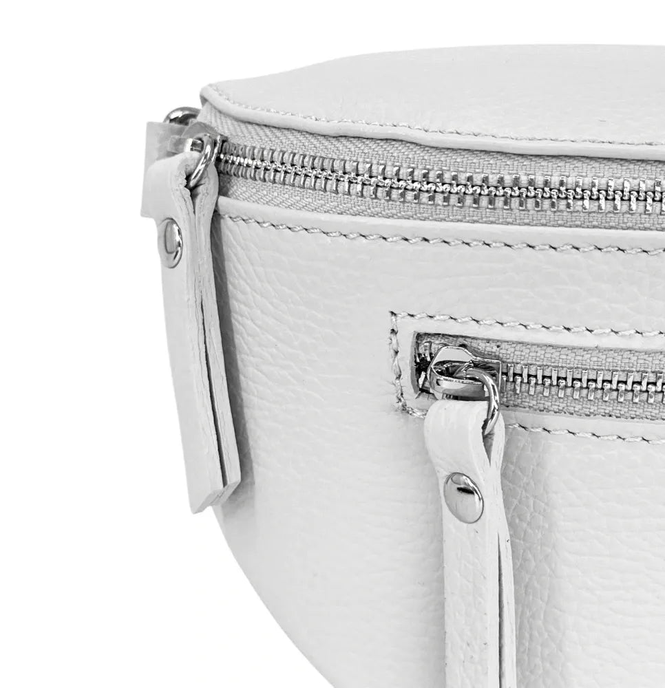 Sac banane en cuir grainé LOU-ANN Blanc