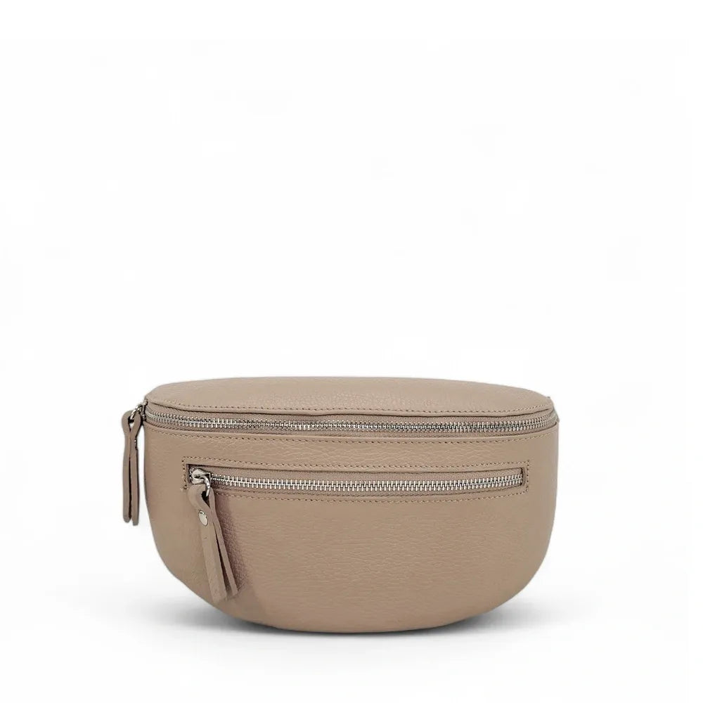 Sac banane en cuir grainé LOU-ANN Taupe