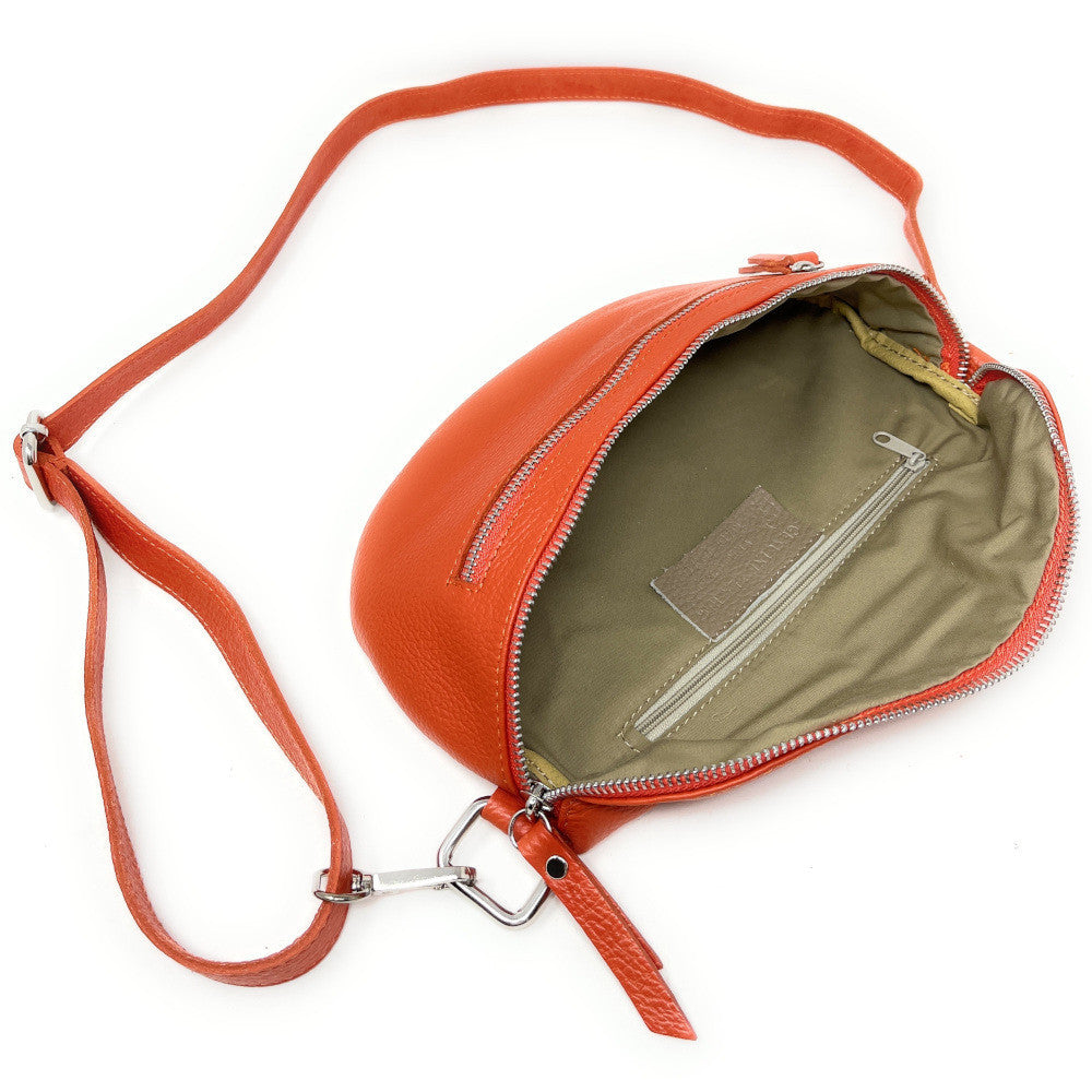 Sac banane en cuir grainé LOU-ANN Orange