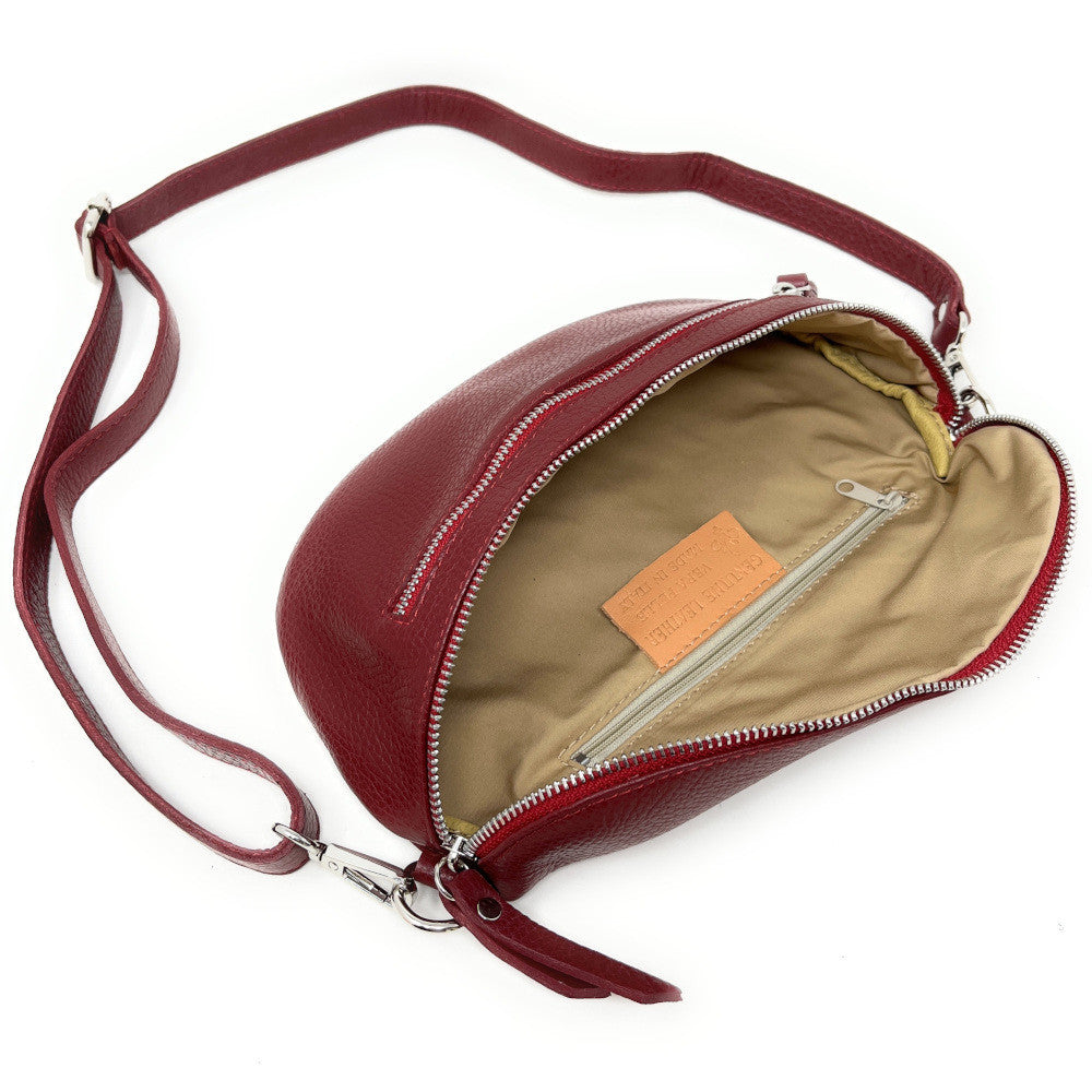 Sac banane en cuir grainé LOU-ANN Rouge foncé