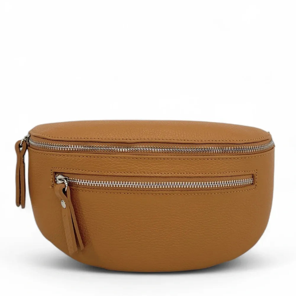 Sac banane en cuir grainé LOU-ANN Camel