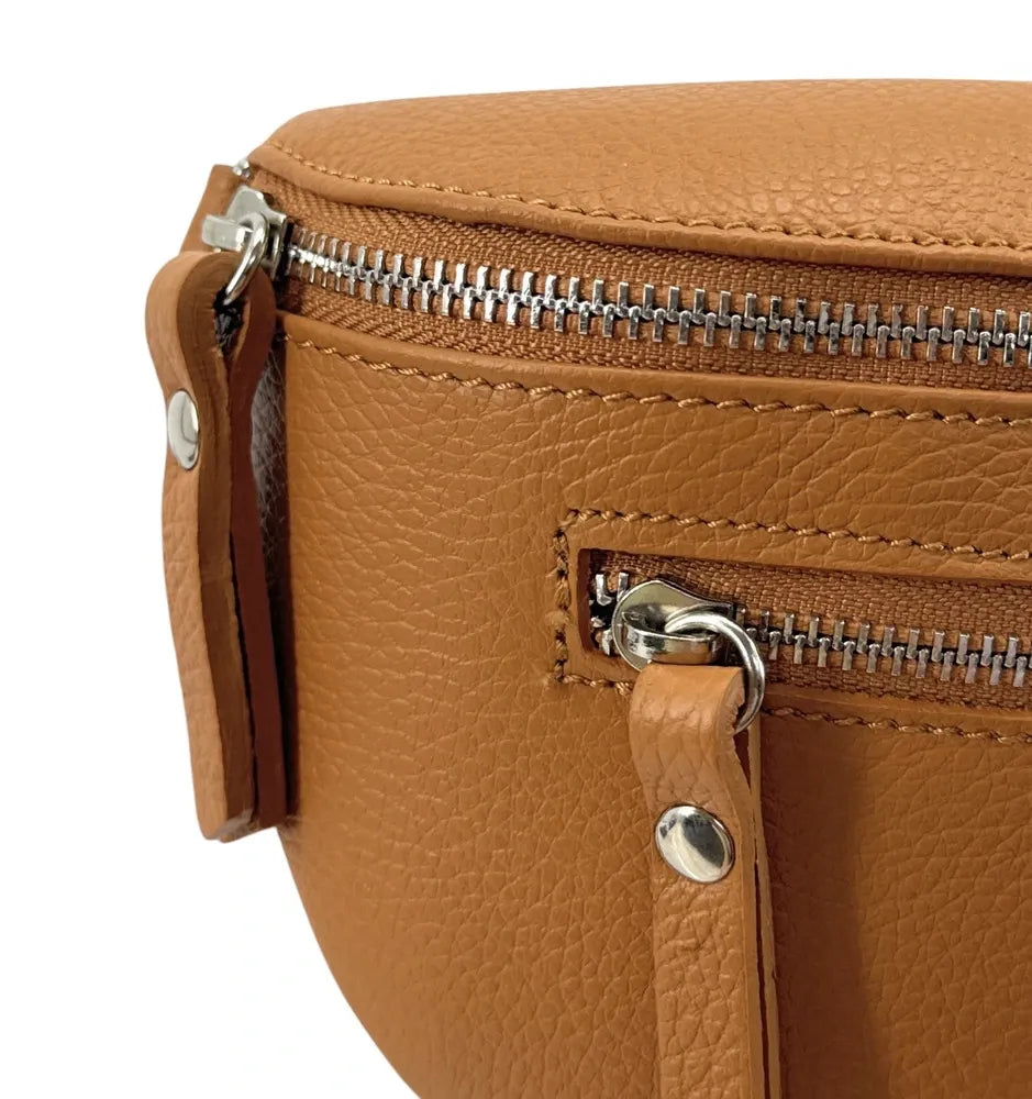Sac banane en cuir grainé LOU-ANN Camel