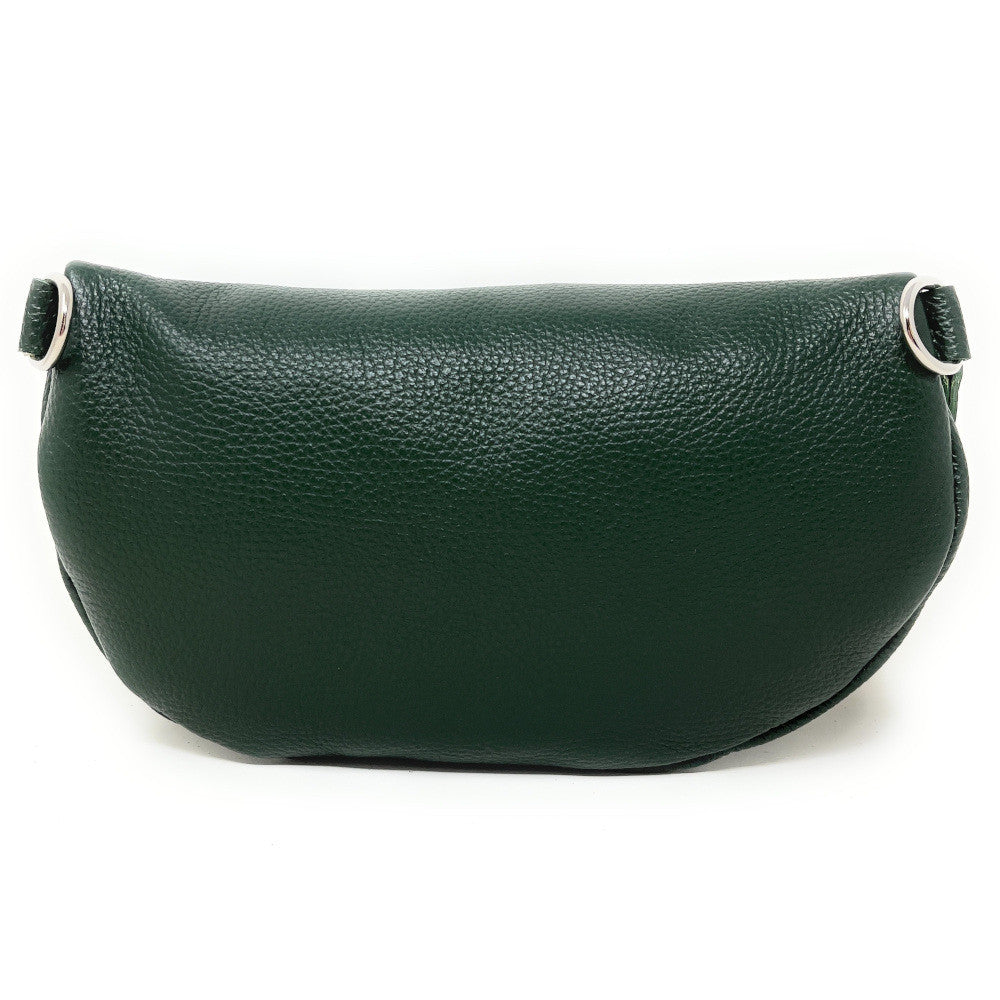 Sac banane en cuir grainé LOU-ANN Vert forêt