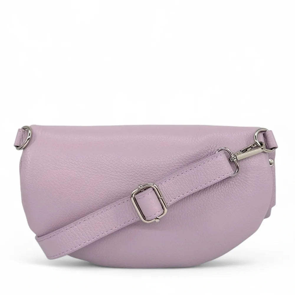 Sac banane en cuir grainé LOU-ANN Rose orchidée