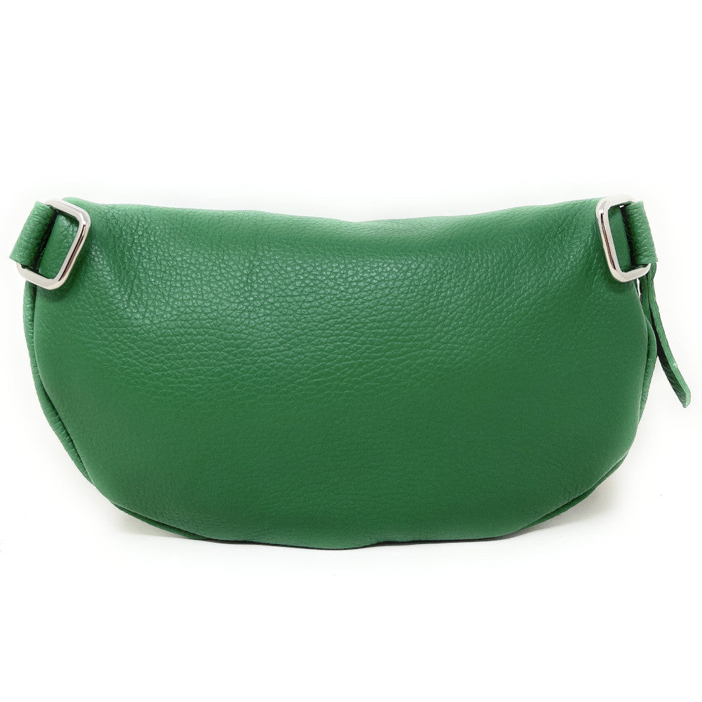 Sac banane en cuir grainé LOU-ANN Vert anglais