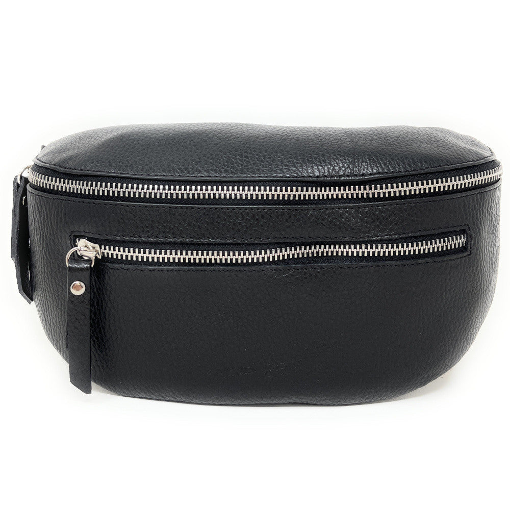 Sac banane en cuir grainé LOU-ANN Noir
