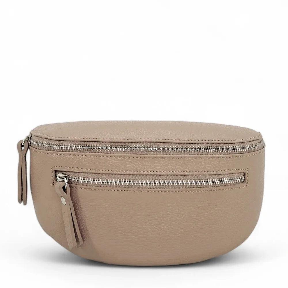 Sac banane en cuir grainé LOU-ANN Taupe