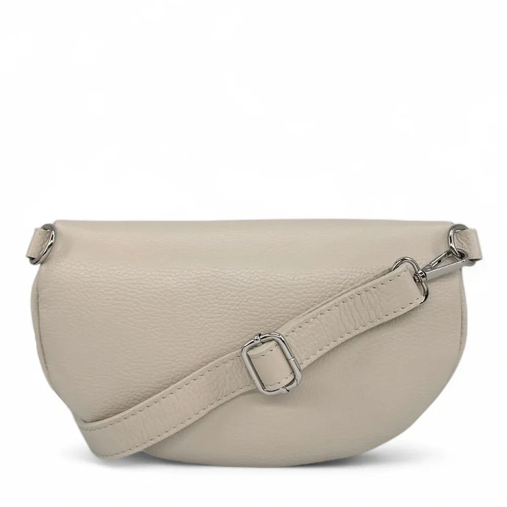 Sac banane en cuir grainé LOU-ANN Taupe clair