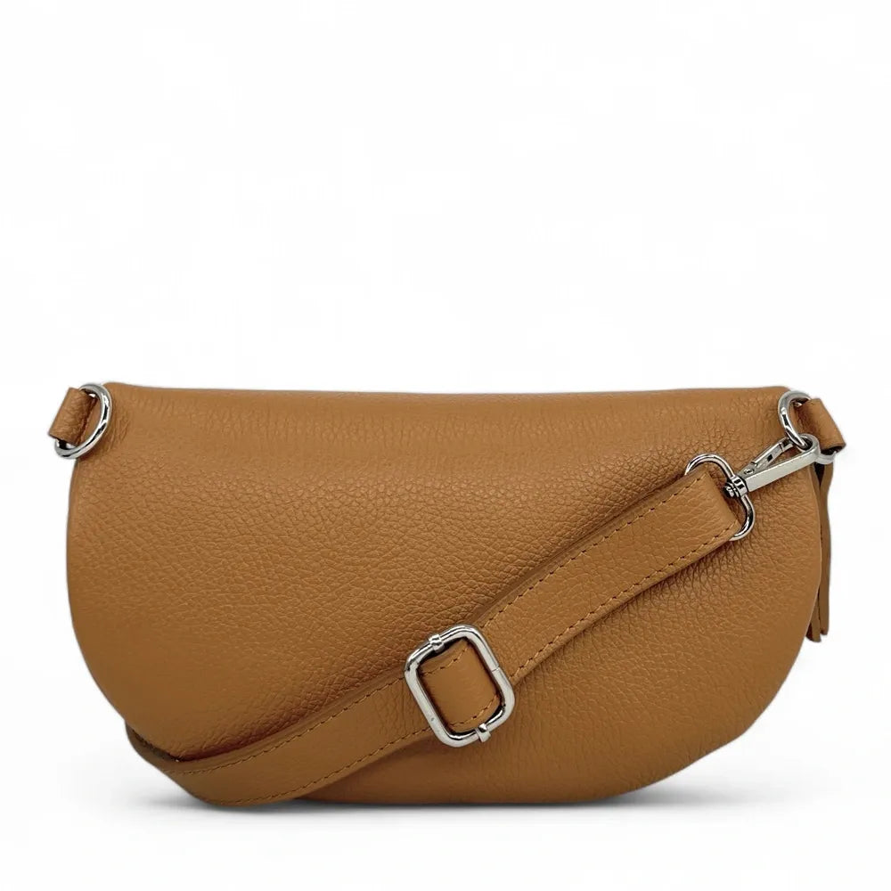 Sac banane en cuir grainé LOU-ANN Camel