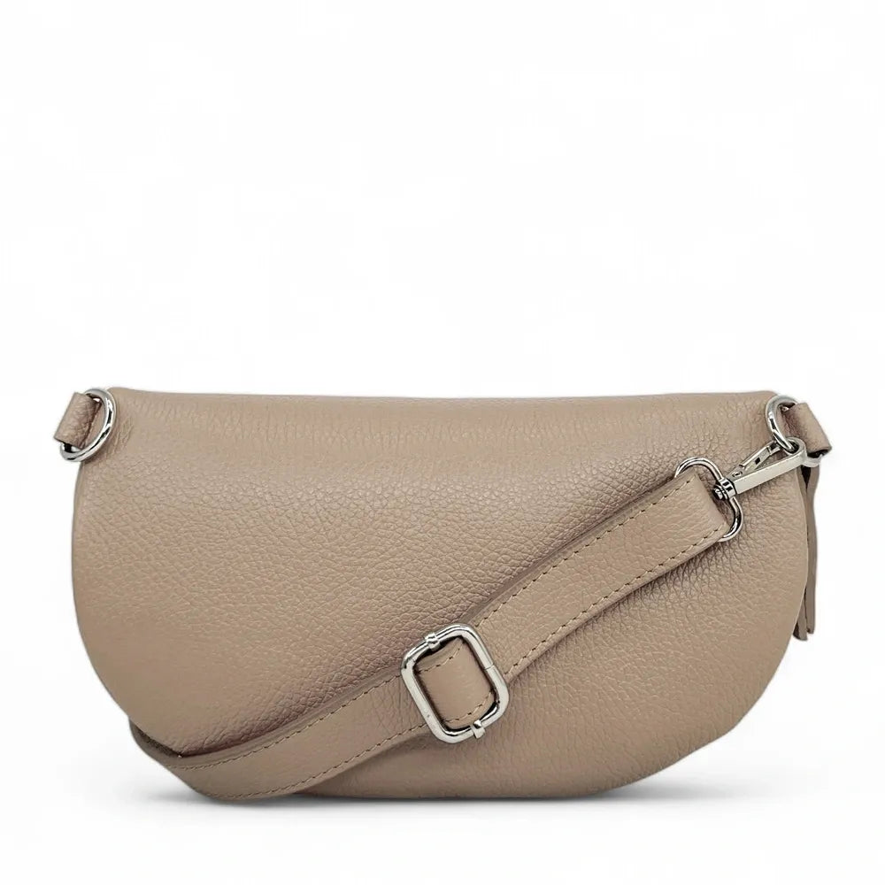 Sac banane en cuir grainé LOU-ANN Taupe