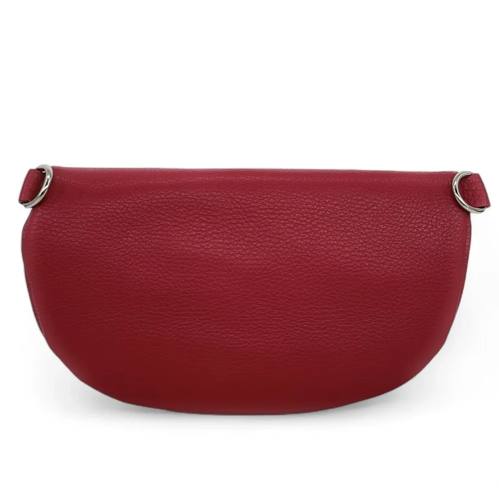 Sac banane en cuir grainé LOU-ANN Rouge garance