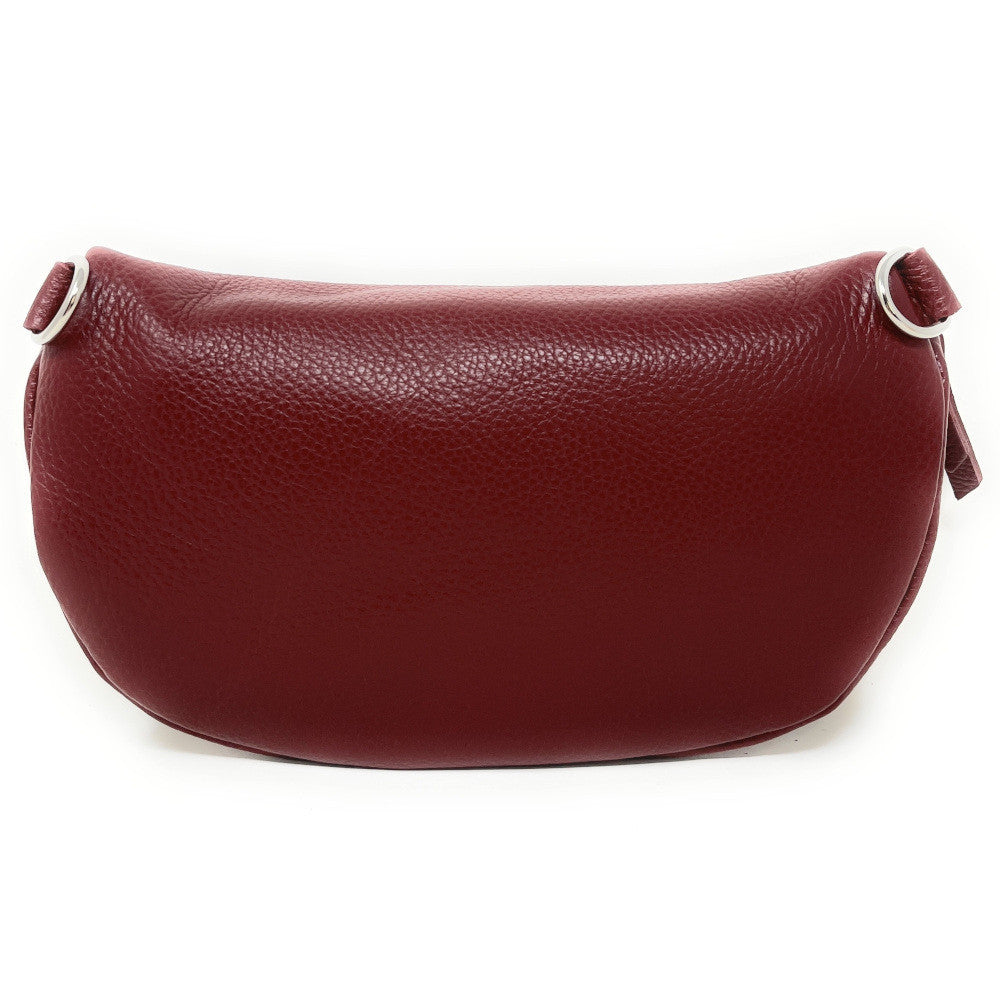 Sac banane en cuir grainé LOU-ANN Rouge foncé