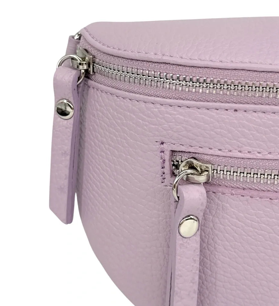 Sac banane en cuir grainé LOU-ANN Rose orchidée