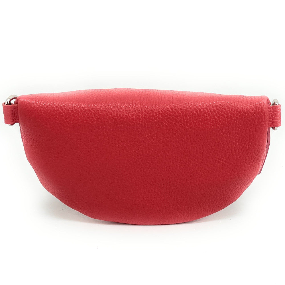 Sac banane en cuir grainé LOU Rose corail