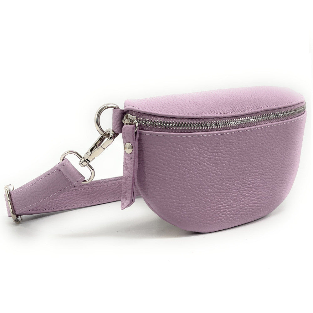 Sac banane en cuir grainé LOU Lilas