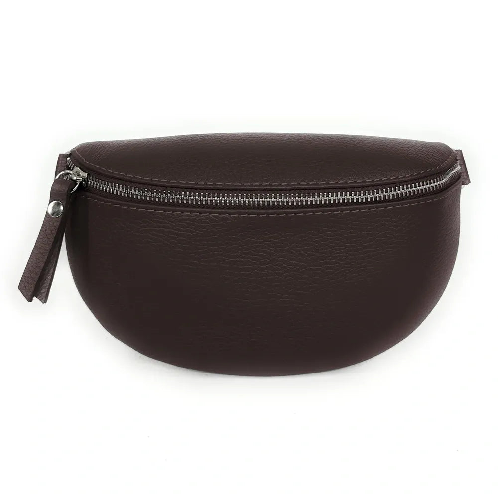 Sac banane en cuir grainé LOU Chocolat