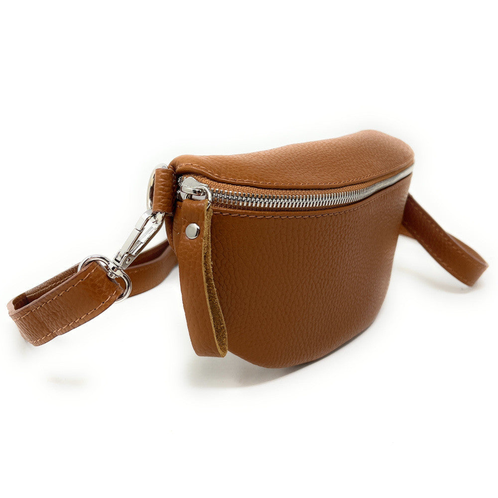 Sac banane en cuir grainé LOU Camel