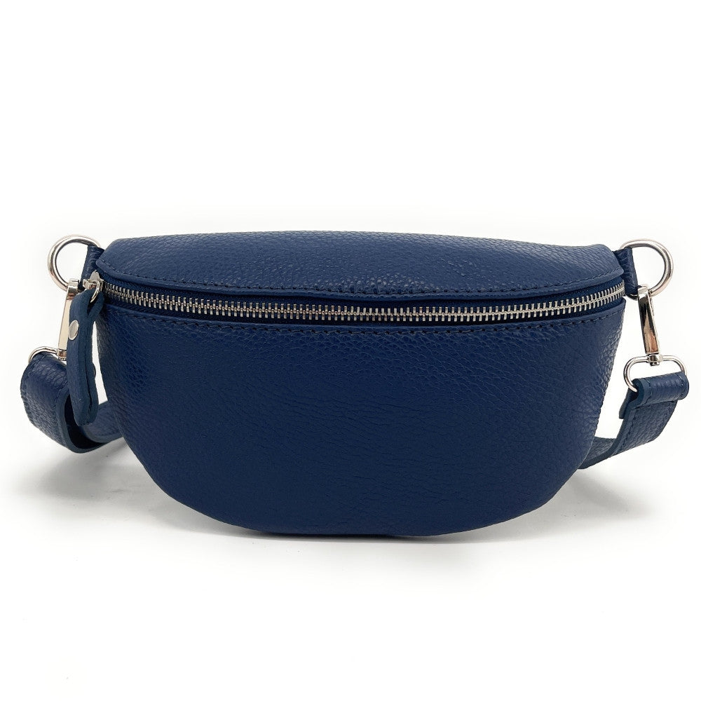 Sac banane en cuir grainé LOU Bleu