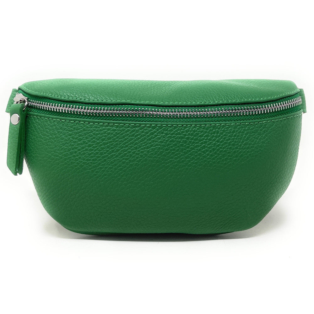 Sac banane en cuir grainé LOU Vert anglais