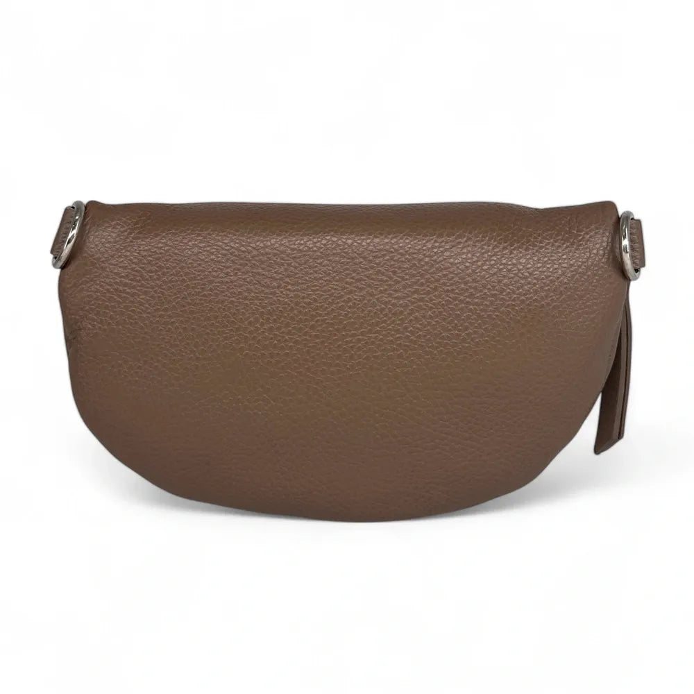 Sac banane en cuir grainé LOU Taupe foncé