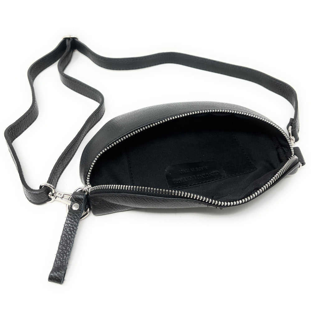 Sac banane en cuir grainé LOU Noir