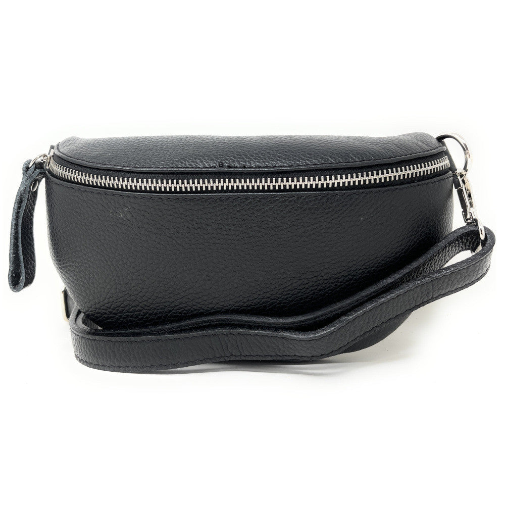 Sac banane en cuir grainé LOU Noir