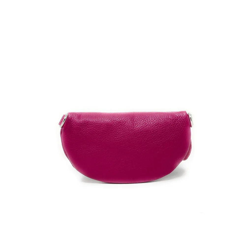 Sac banane en cuir grainé LOU Rose fuchsia