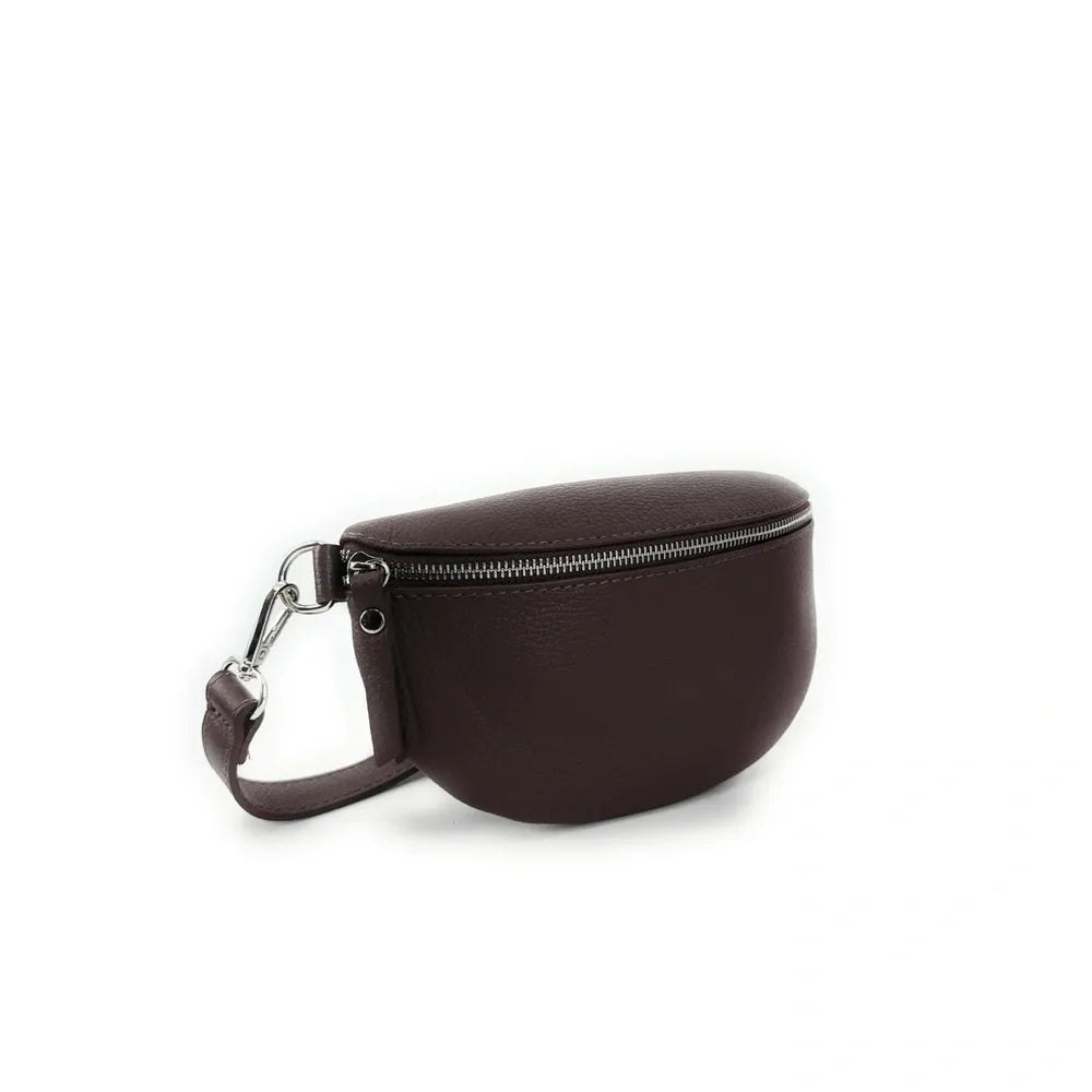 Sac banane en cuir grainé LOU Chocolat