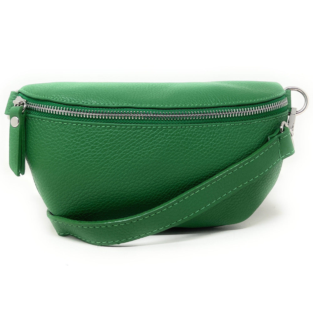 Sac banane en cuir grainé LOU Vert anglais