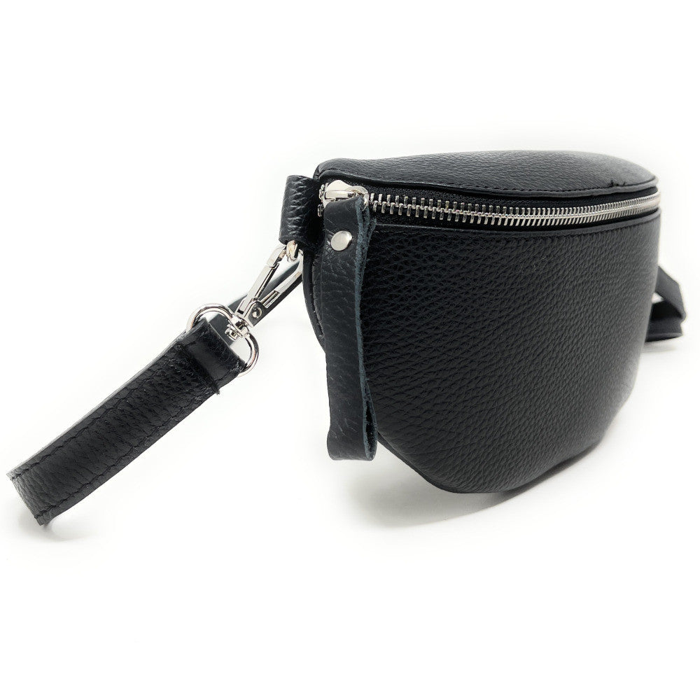 Sac banane en cuir grainé LOU Noir