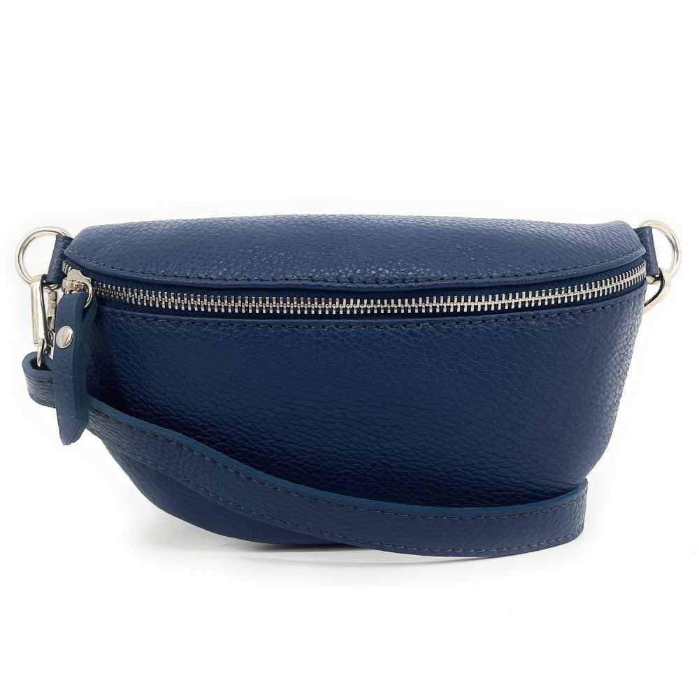 Sac banane en cuir grainé LOU Bleu