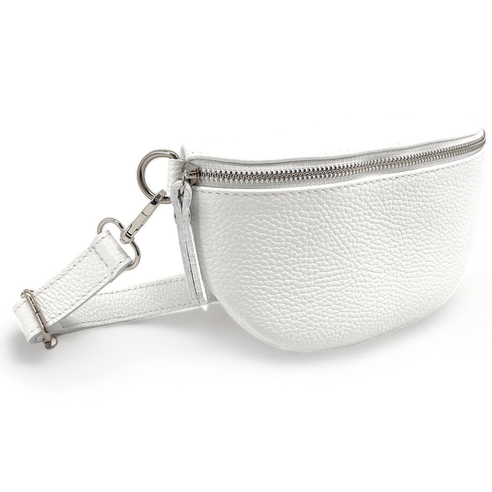 Sac banane en cuir grainé LOU Blanc