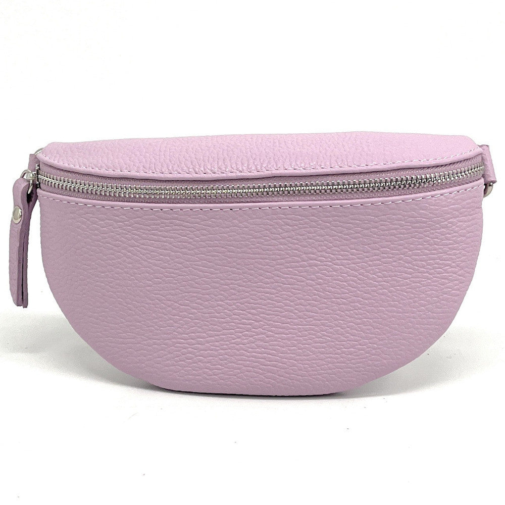 Sac banane en cuir grainé LOU Lilas
