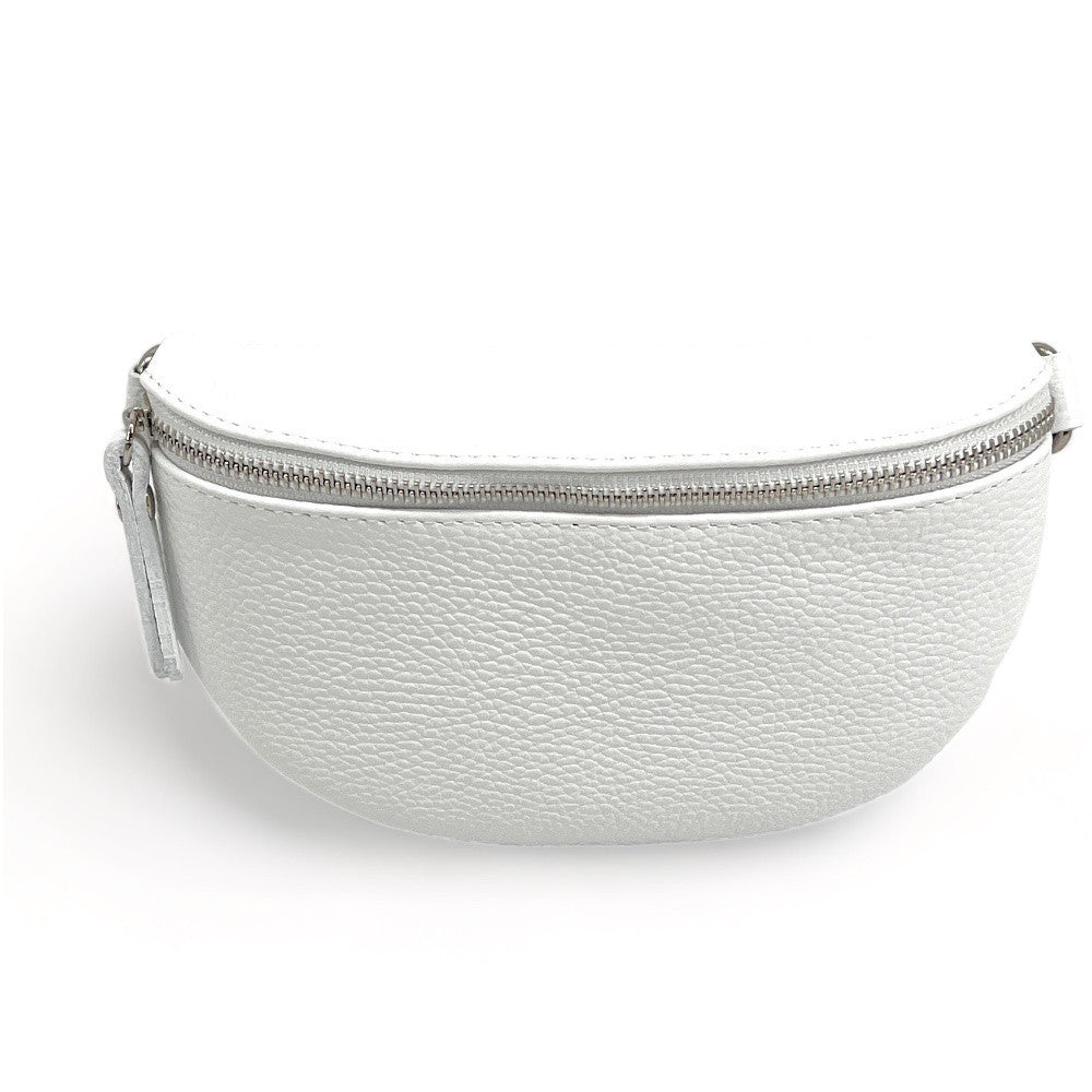 Sac banane en cuir grainé LOU Blanc