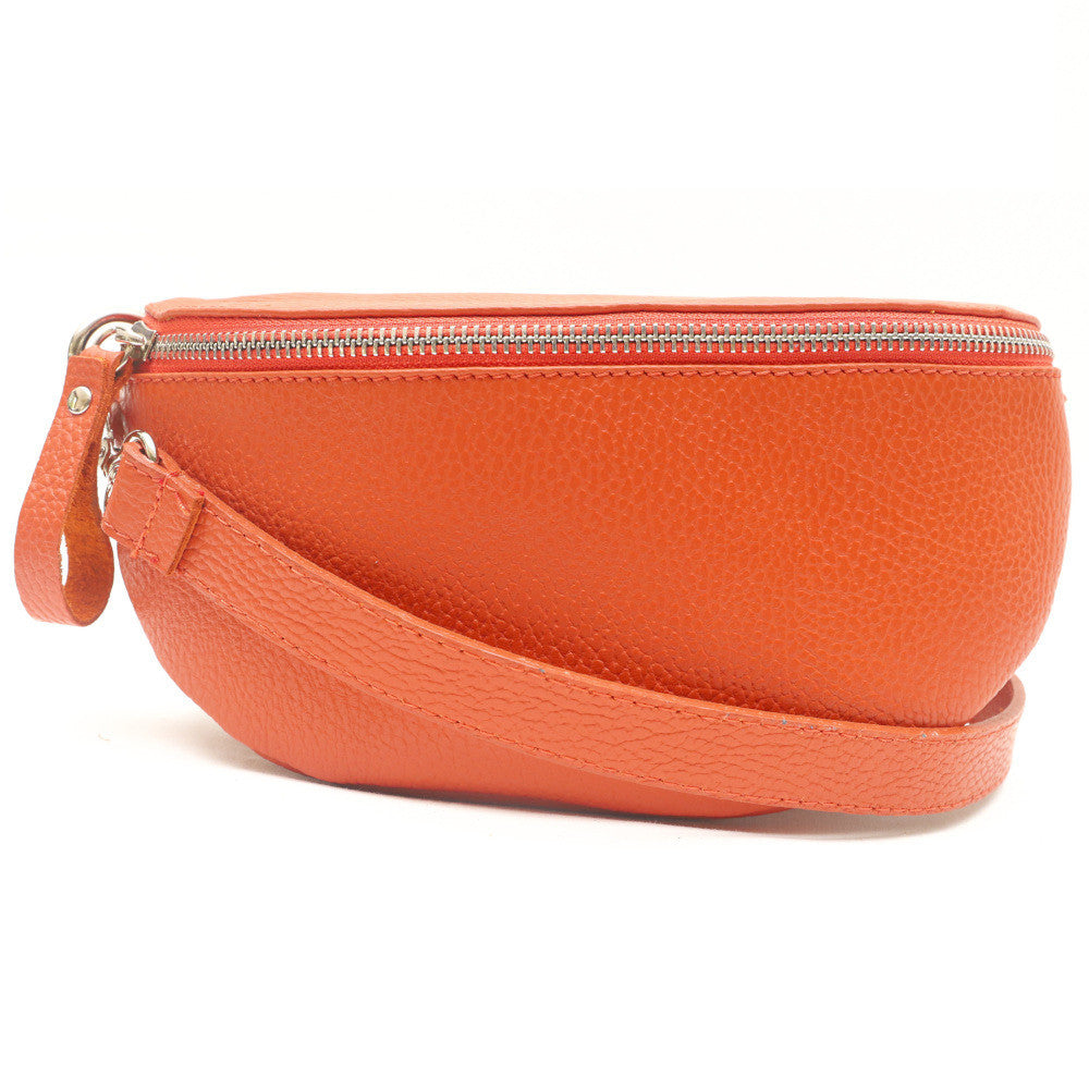 Sac banane en cuir grainé LOU Orange